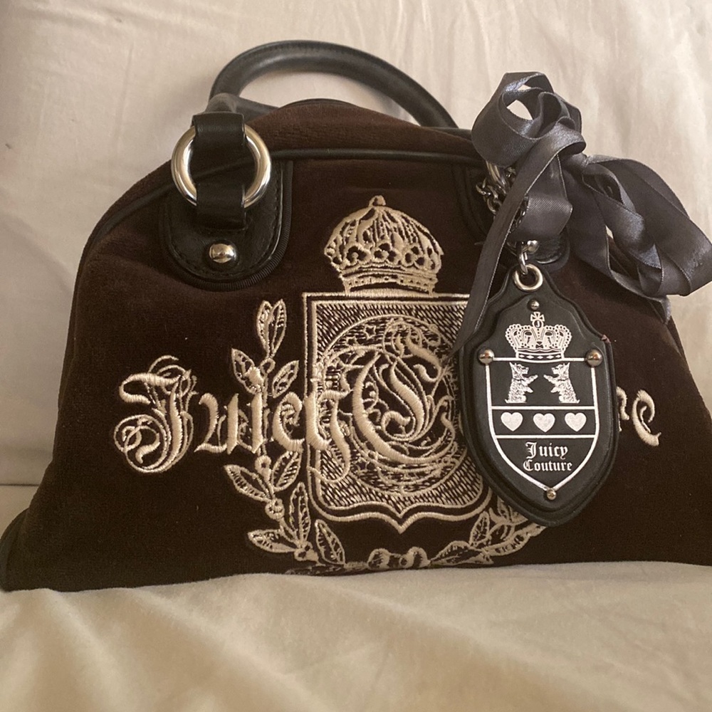 Juicy Couture Vintage Purse Black with White Embroidery